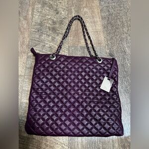 NWOT Mashad Leather Purple Quilted Women's Tote Bag